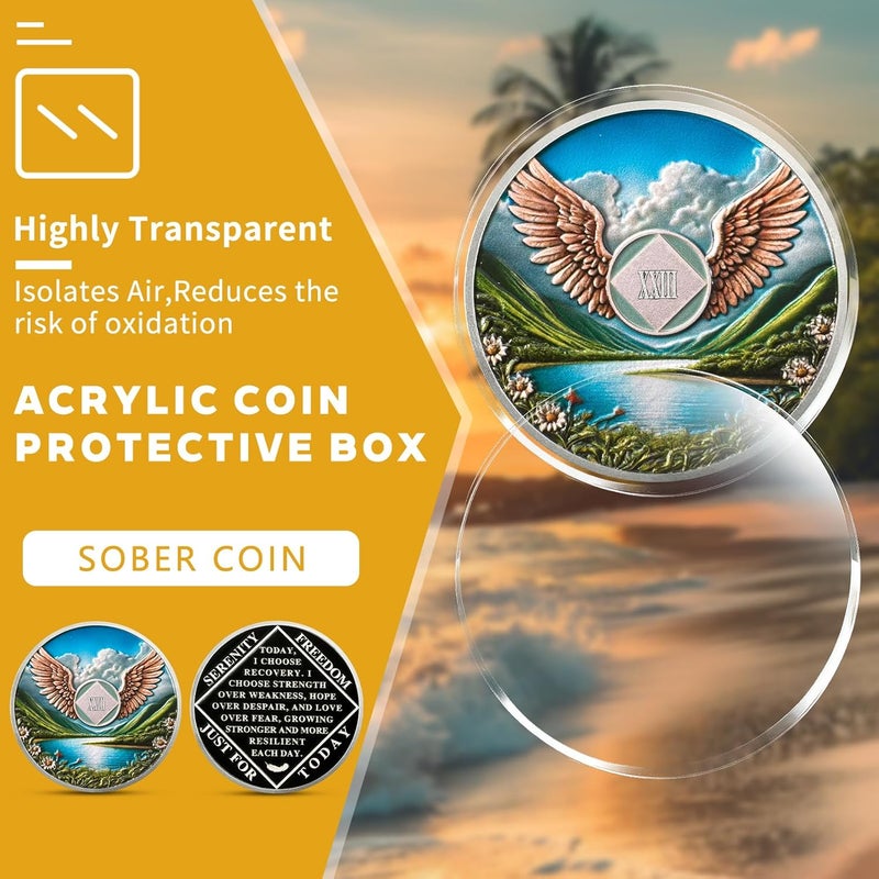 deDecoml NA Sobriety Coin - NA Medallions with Wings and Scenic Sobriety Chips NA Coins - Ideal Narcotics Anonymous Gifts for Men ＆ Women Celebrating Recovery and Living Clean (23 Year) - Image 4